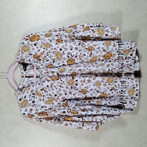 02549 Dear John yellow floral print bell sleeve blouse XS NWT